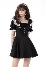 Load image into Gallery viewer, Princess contrast ruffle neckline dress DW661