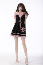 Load image into Gallery viewer, Cat feet lace up contrast strap dress DW666