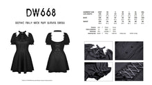 Load image into Gallery viewer, Gothic frilly neck puff sleeves dress DW668