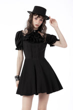 Load image into Gallery viewer, Gothic frilly neck puff sleeves dress DW668