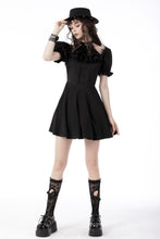 Load image into Gallery viewer, Gothic frilly neck puff sleeves dress DW668