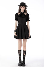 Load image into Gallery viewer, Gothic frilly neck puff sleeves dress DW668
