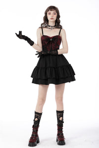 Gothic spider bow frilly strap dress DW671