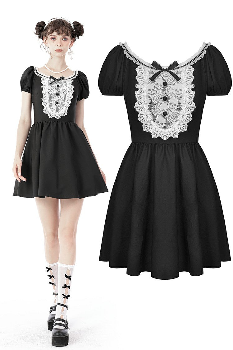 Gothic lolita skull lace trim dress DW681 – DARK IN LOVE
