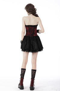 Gothic dead wine lace-up zip dress DW683