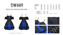 Load image into Gallery viewer, Gothic lolita black blue cross dress DW689