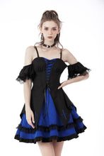 Load image into Gallery viewer, Gothic lolita black blue cross dress DW689