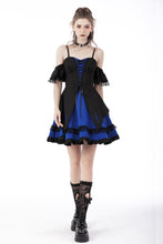 Load image into Gallery viewer, Gothic lolita black blue cross dress DW689
