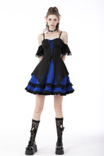 Load image into Gallery viewer, Gothic lolita black blue cross dress DW689