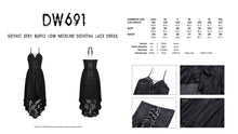 Load image into Gallery viewer, Gothic sexy ruffle low neckline dovetail lace dress DW691