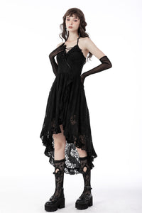 Gothic sexy ruffle low neckline dovetail lace dress DW691