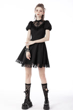 Load image into Gallery viewer, Gothic death cross ruffle lace neckline dress DW696