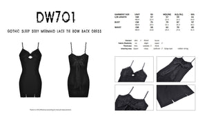 Gothic sleep sexy mermaid lace tie bow back dress DW701