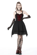 Load image into Gallery viewer, Black red arrowhead strap mini dress DW726