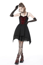 Load image into Gallery viewer, Black red arrowhead strap mini dress DW726