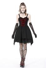 Load image into Gallery viewer, Black red arrowhead strap mini dress DW726