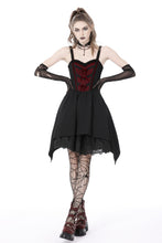 Load image into Gallery viewer, Black red arrowhead strap mini dress DW726