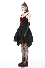 Load image into Gallery viewer, Black red arrowhead strap mini dress DW726