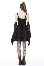 Load image into Gallery viewer, Black red arrowhead strap mini dress DW726