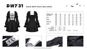 Black white frilly doll dress DW731