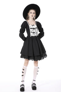 Black white frilly doll dress DW731