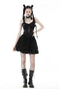 Punk spider mesh sexy see-though strap dress DW744