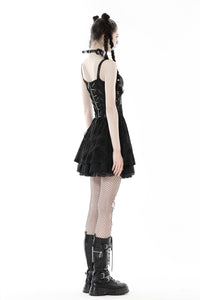 Punk spider mesh sexy see-though strap dress DW744