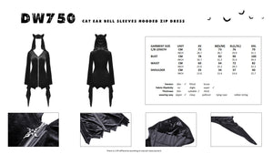 Cat ear bell sleeves hooded zip dress DW750
