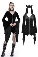 Load image into Gallery viewer, Cat ear bell sleeves hooded zip dress DW750