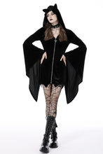 Load image into Gallery viewer, Cat ear bell sleeves hooded zip dress DW750