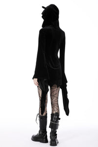 Cat ear bell sleeves hooded zip dress DW750