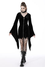 Load image into Gallery viewer, Cat ear bell sleeves hooded zip dress DW750