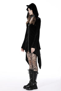 Cat ear bell sleeves hooded zip dress DW750
