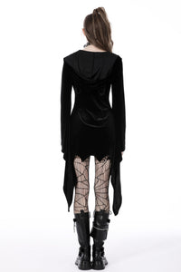 Cat ear bell sleeves hooded zip dress DW750
