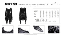 Load image into Gallery viewer, Dark genie lace bell sleeves velvet dress DW753