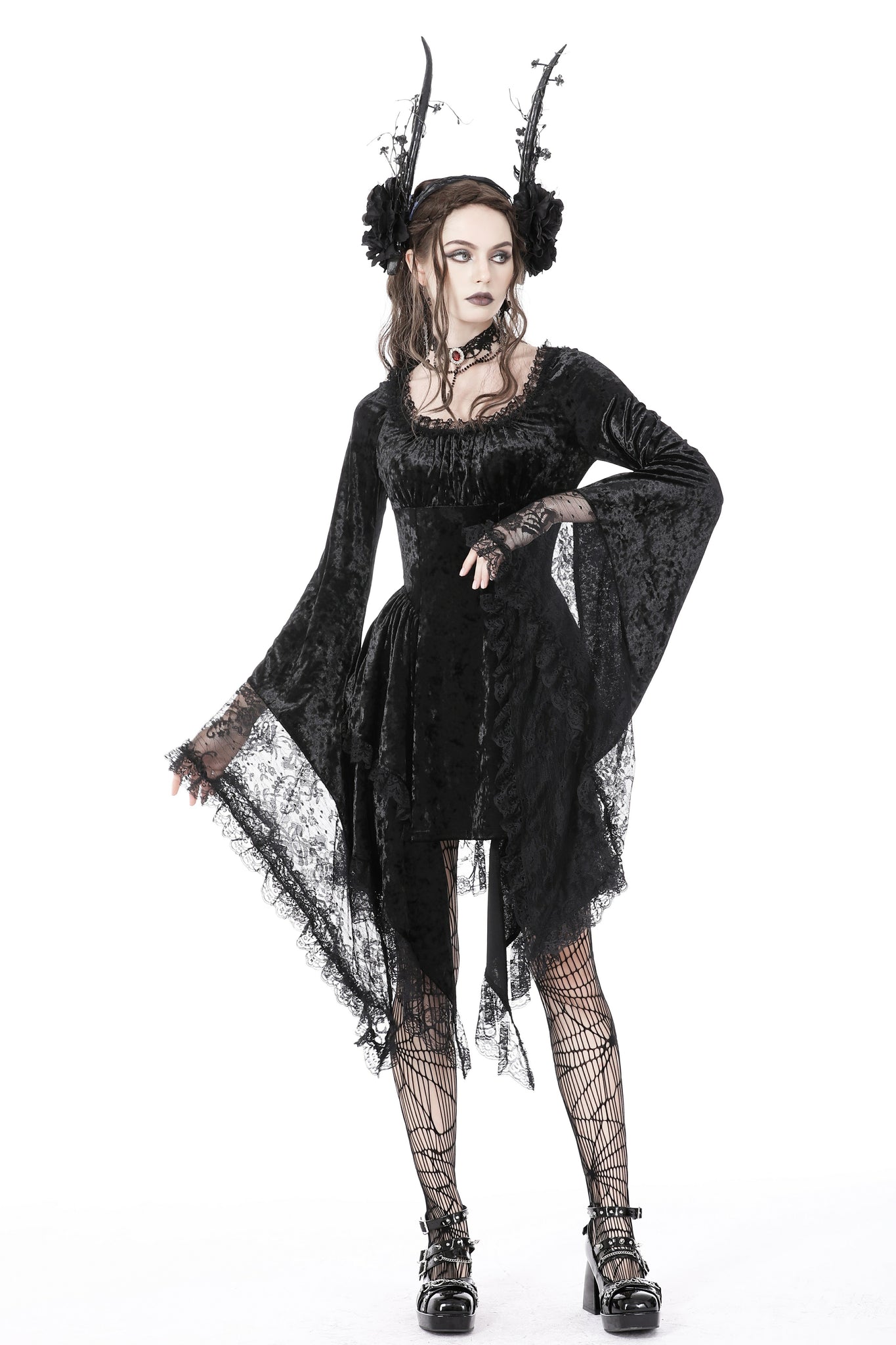 Dark genie lace bell sleeves velvet dress DW753 – DARK IN LOVE