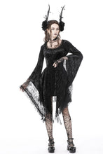 Load image into Gallery viewer, Dark genie lace bell sleeves velvet dress DW753