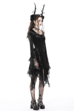 Load image into Gallery viewer, Dark genie lace bell sleeves velvet dress DW753