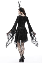 Load image into Gallery viewer, Dark genie lace bell sleeves velvet dress DW753