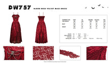 Load image into Gallery viewer, Blood rose velvet maxi dress DW757