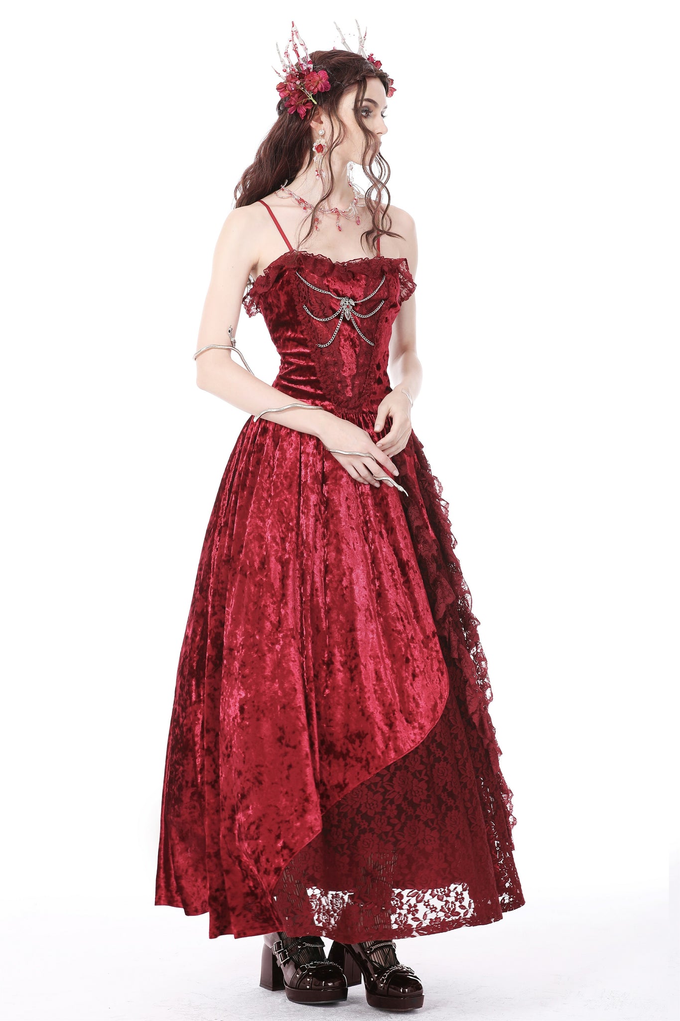 blood red velvet dress Crimson Velvet Mermaid Dress Teuta Matoshi