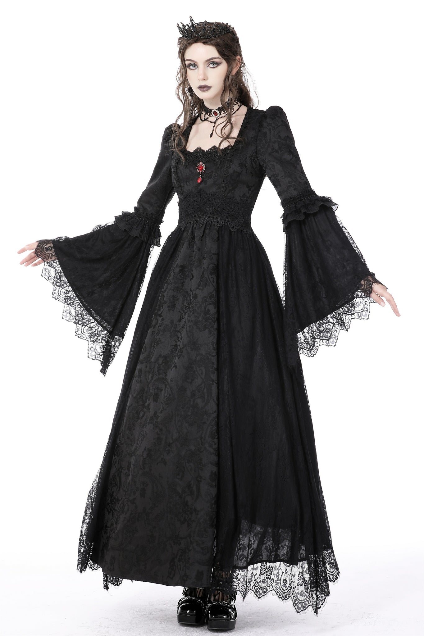 Gothic court embroidery maxi dress DW758 L