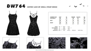 Gothic lace up skull strap dress DW764