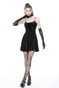 Gothic lace up skull strap dress DW764