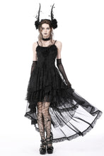 Load image into Gallery viewer, Gothic ghost frilly lace high low strap dress DW765