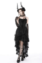 Load image into Gallery viewer, Gothic ghost frilly lace high low strap dress DW765