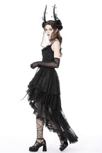 Load image into Gallery viewer, Gothic ghost frilly lace high low strap dress DW765