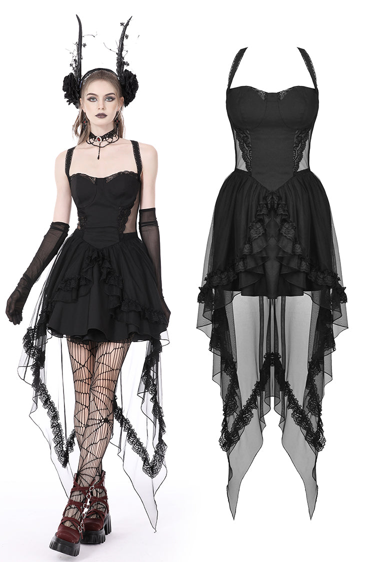 Gothic doll cold waist swallowtail halter dress DW766 – DARK