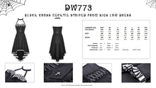 Load image into Gallery viewer, Black cross necktie striped prom high low dress DW773