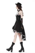Load image into Gallery viewer, Black cross necktie striped prom high low dress DW773